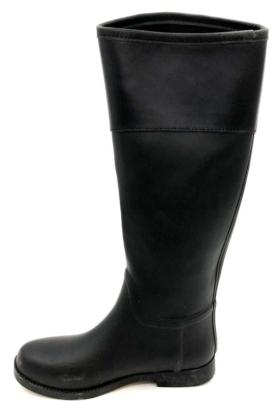 Tory Burch Women's Black Rubber/Leather Rain Boots w/ Logo Detail - Sz 7B (+COA)