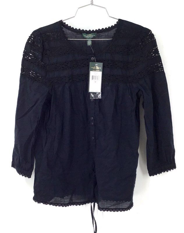 NWT LRL Jeans Co Women's Black Blouse - Size XS