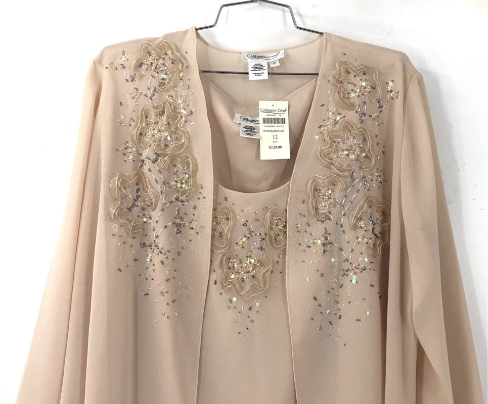 NWT Coldwater Creek Women's Beige Blouse W/Jacket - Size 12