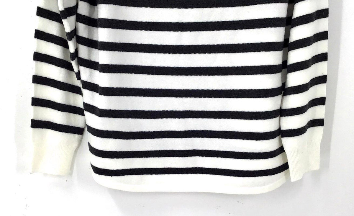 NWT French Connection Women's White Dark Gray Striped Sweater - Size S