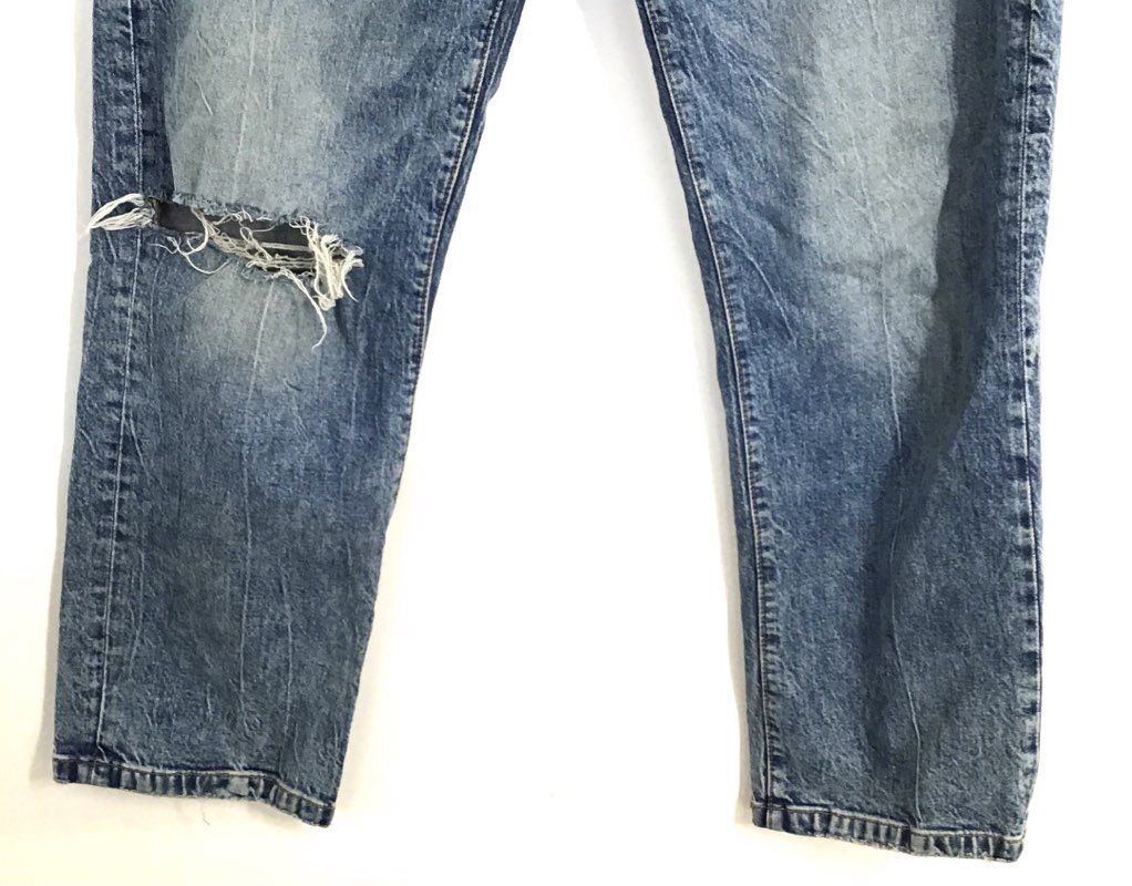 LOFT Women's Blue High Waist Straight Crop Distressed Jeans Size 27 4