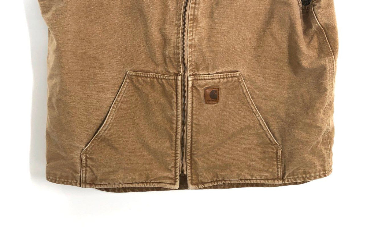 Carhartt Men's Sherpa Lined Sandstone Duck Vest Camel Brown V26 CML XL Tall
