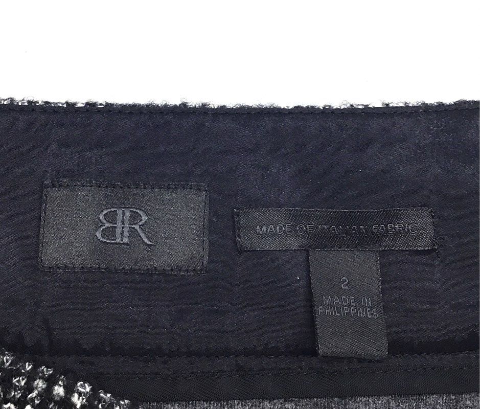 Banana Republic Women's Black White Tweed Italian Fabric Cotton Wool Skirt Sz 2
