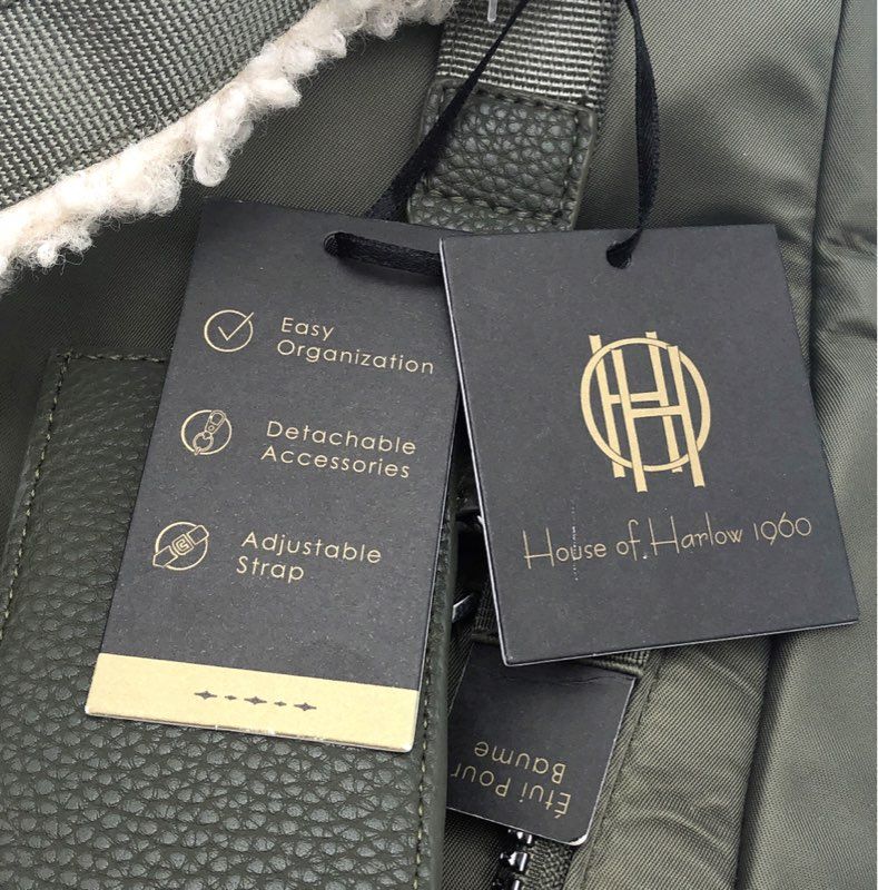 House of Harlow 1960 Olive Green Nylon Sherpa Sling Crossbody Bag NWT