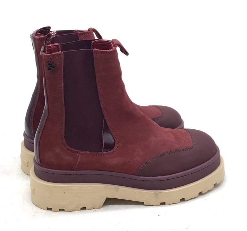 Scotch & Soda Aubri Burgundy Suede Lug Sole Chelsea Boots New Women's Size 38