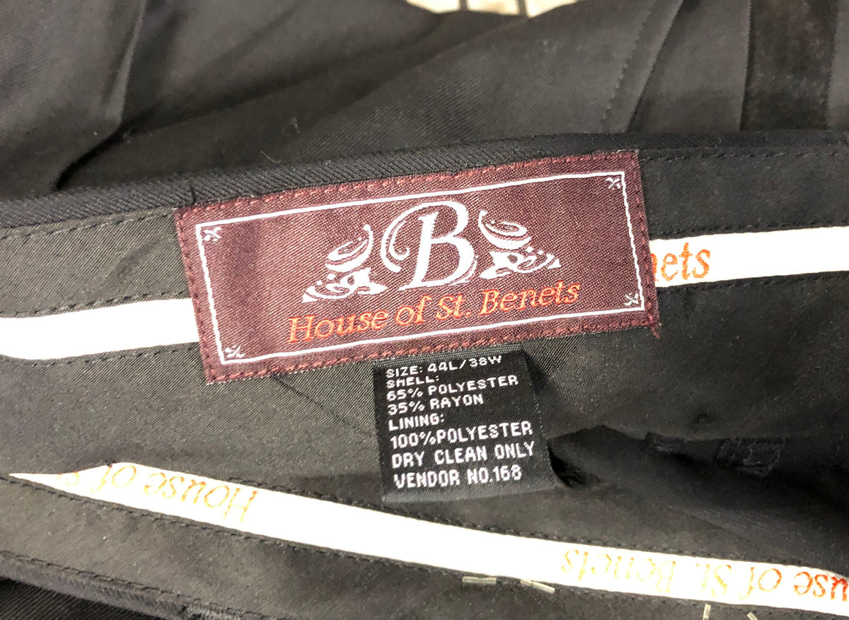 House of St. Benets Men's Black Satin Stripe Tuxedo Dress Trousers NWT 38W