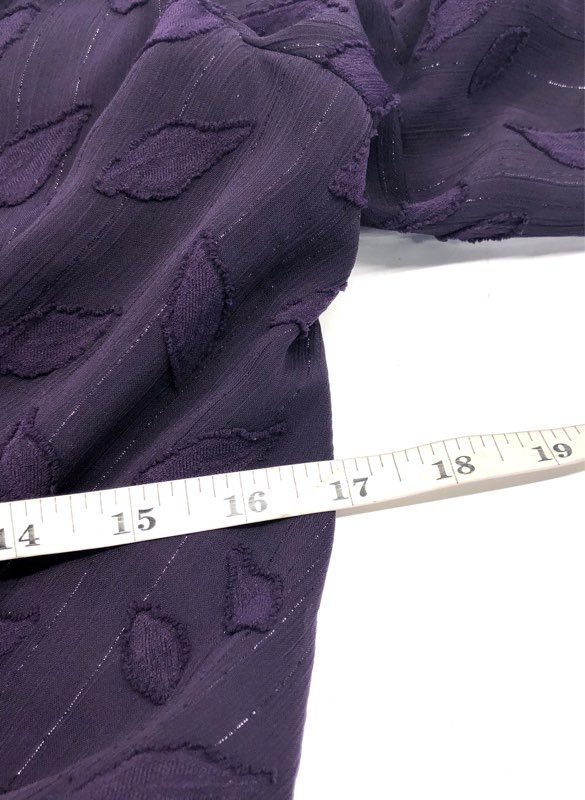 DKNY Women's Purple Metallic Clip Dot Bishop Sleeve Tie Waist Dress NWT Size 8