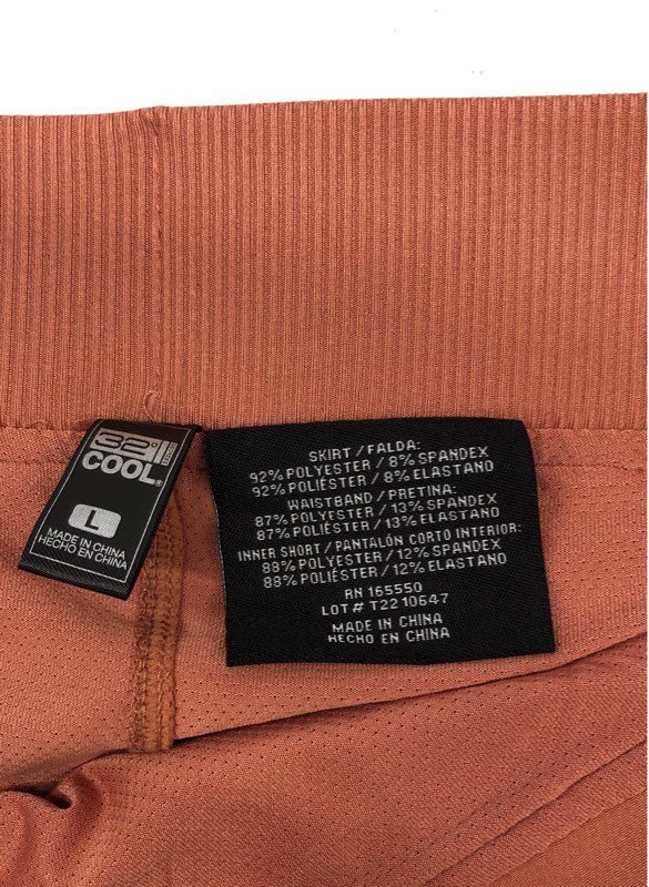 32 Degrees Women's Burnt Orange Ribbed Waist Active Skort 18in Length NWT Sz L