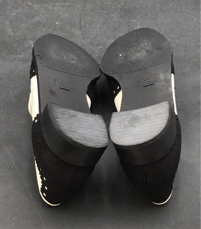 Stuart Weitzman Black White Woven Tassel Brogue Loafers Womens Size 5.5 A