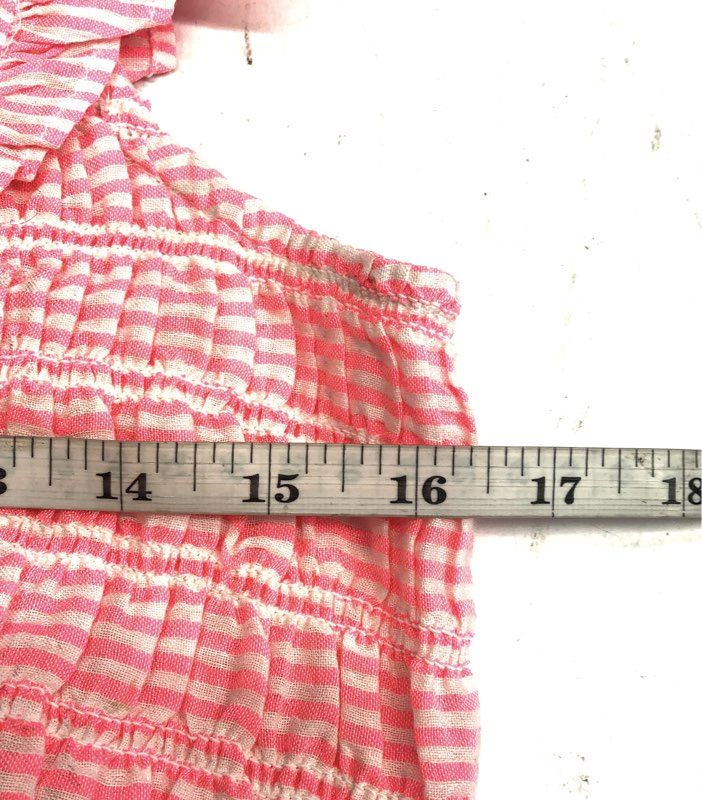 Draper James Women's Carrie Midi Dress Pink Seersucker Ruffle Sz M NWT