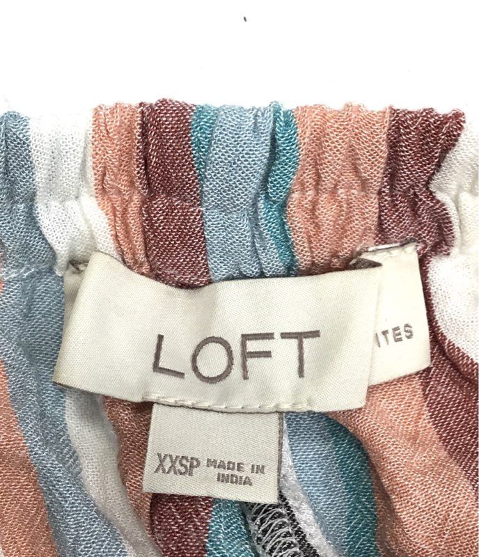 LOFT Women's Multicolor Striped Wide Leg Tie Back Cutout Jumpsuit Sz XXSP