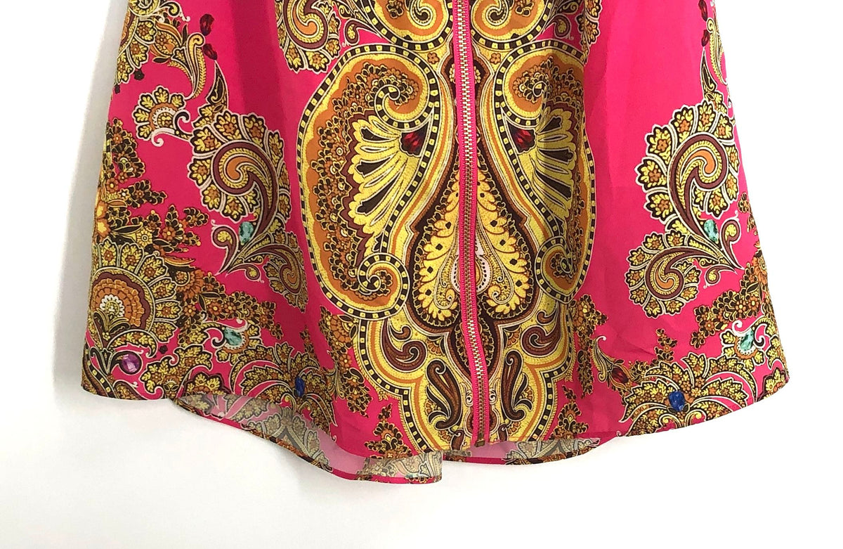 Ted Baker Women's Bright Pink Hevea Jewel Paisley Zip Front Cami Sz S NWT