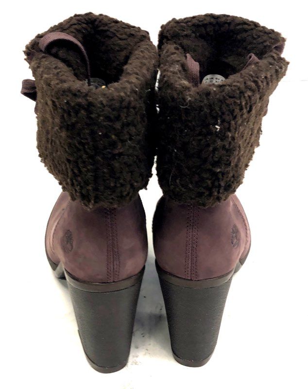 Timberland Glancy Fold-Down Shearling Purple Heel Lace Up Boots Size 8.5 Womens