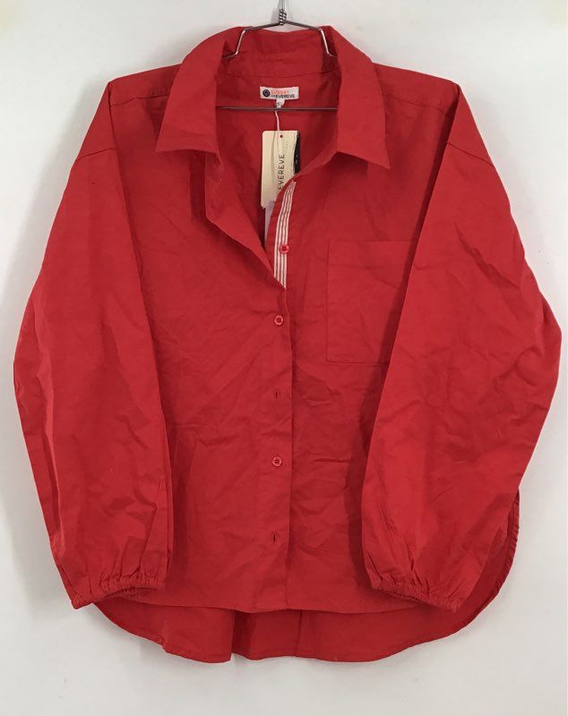 NWT Sundry For Evereve Women&#39;s Cherry Red Button-Up Shirt - Size 2