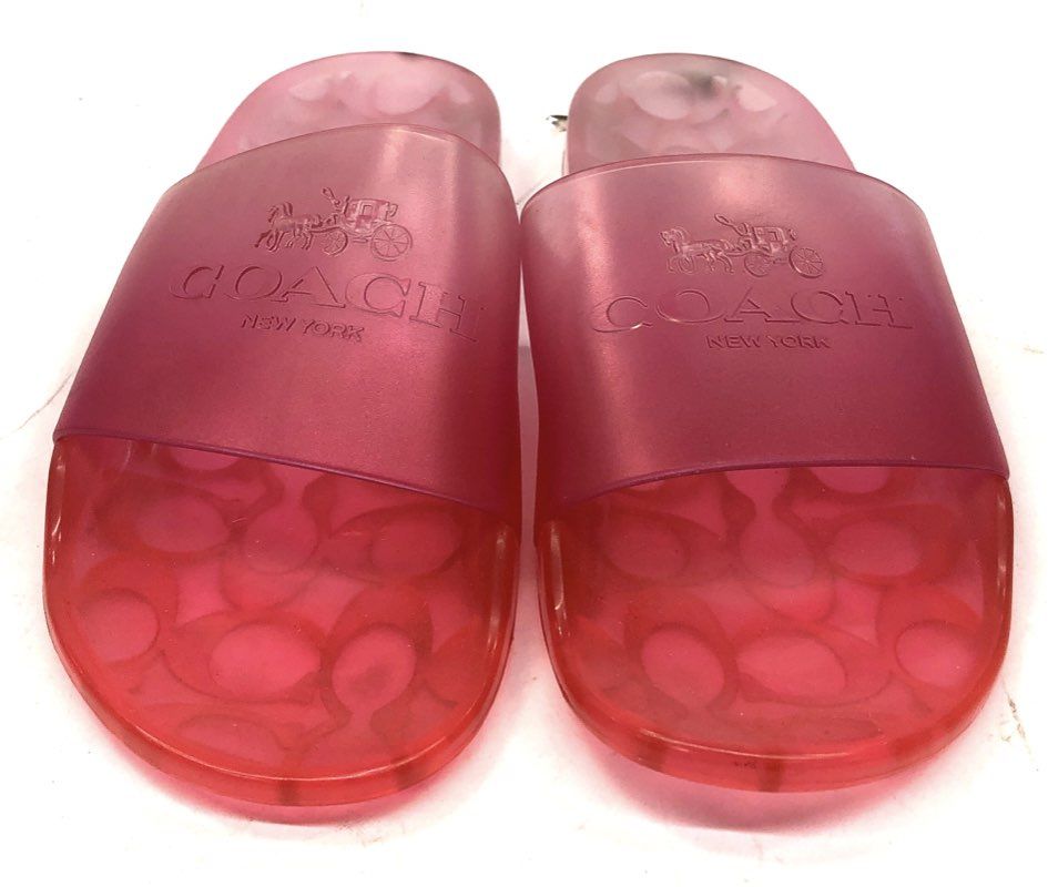 Coach Signature C Jelly Slides Translucent Pink Slide Sandals Women's Size 10