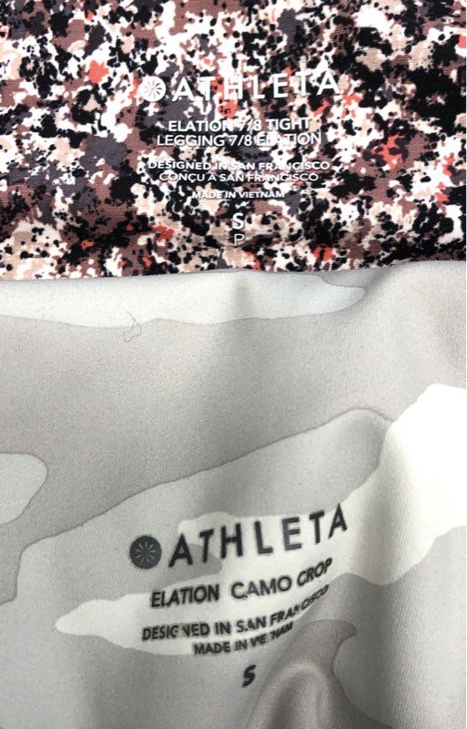 Athleta Women's Elation Leggings Lot 2 7/8 Tight & Camo Crop High Rise Sz S