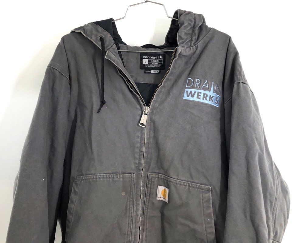 Carhartt Men's J130-M Loose Fit Washed Duck Insulated Active Jac Gray Size L