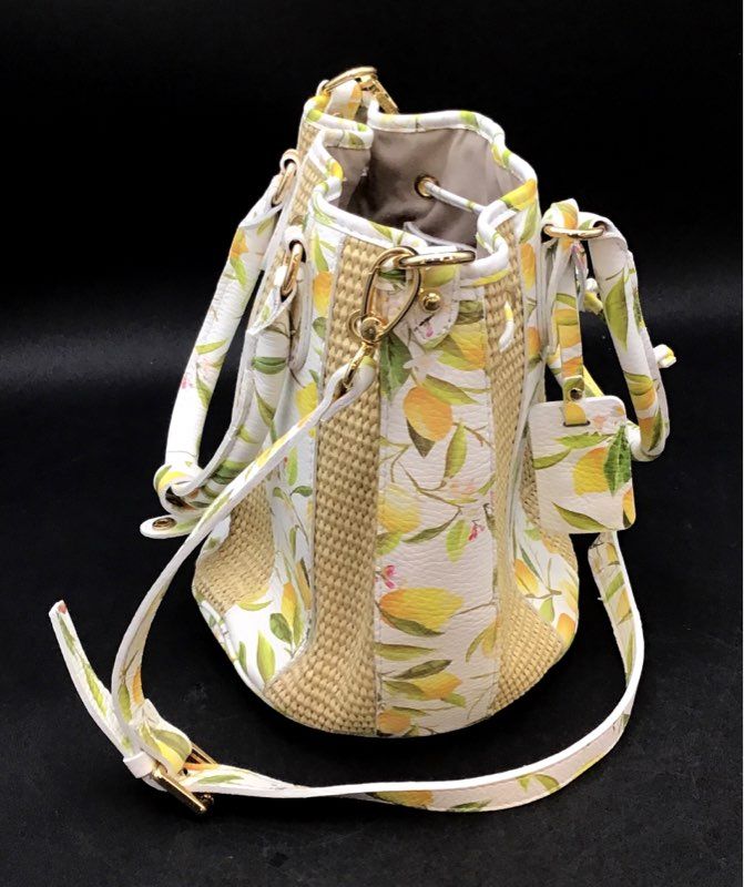 Valentina Multicolor Lemon Print Bucket Bag