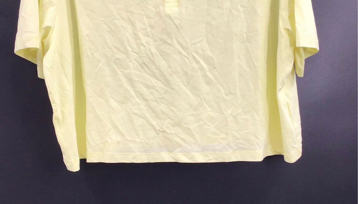 Fabletics Women's Boxy Short Sleeve Polo Shirt Yellow Cotton Blend NWT Sz XXL