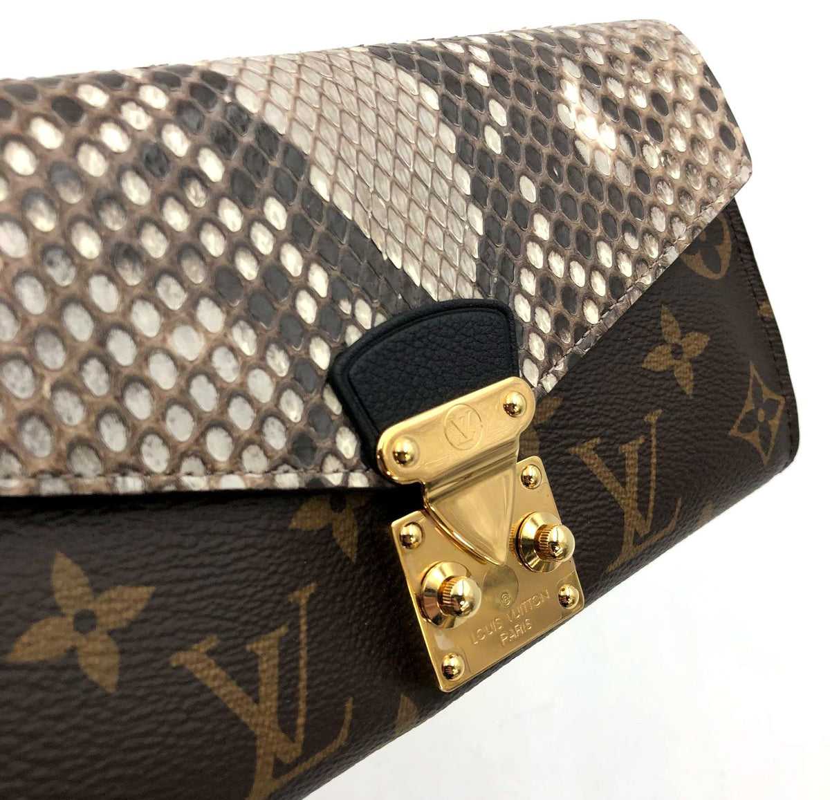 NIB Louis Vuitton Inspired Pallas LV Monogram Canvas & Python Embossed Wallet
