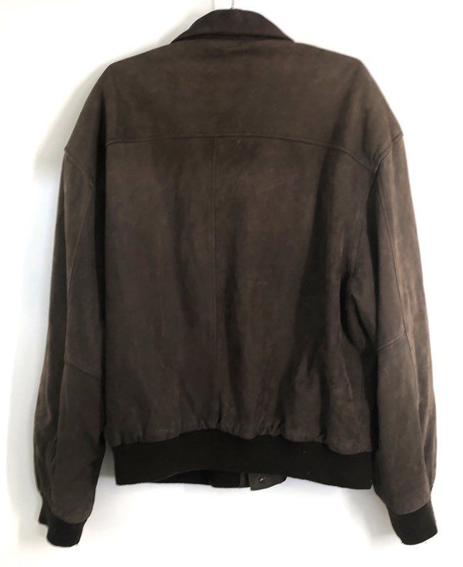 Vintage 90s G-III Men's Brown Leather Bomber Jacket Global Identity Map Sz XL