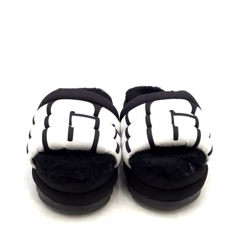 Ugg Women&#39;s Maxi Logo Black White Slide Slipper - Size 8