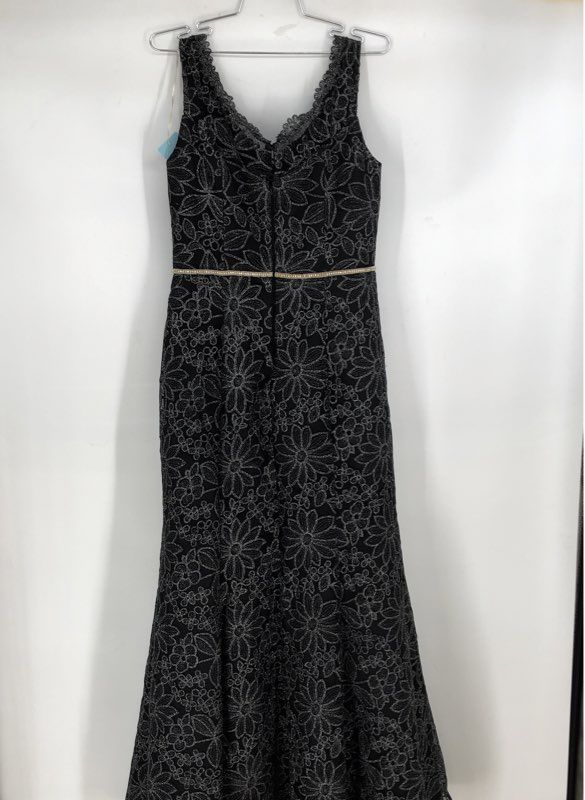 NWT JS Collections Women's Black Floral Gown Dress - Size 8