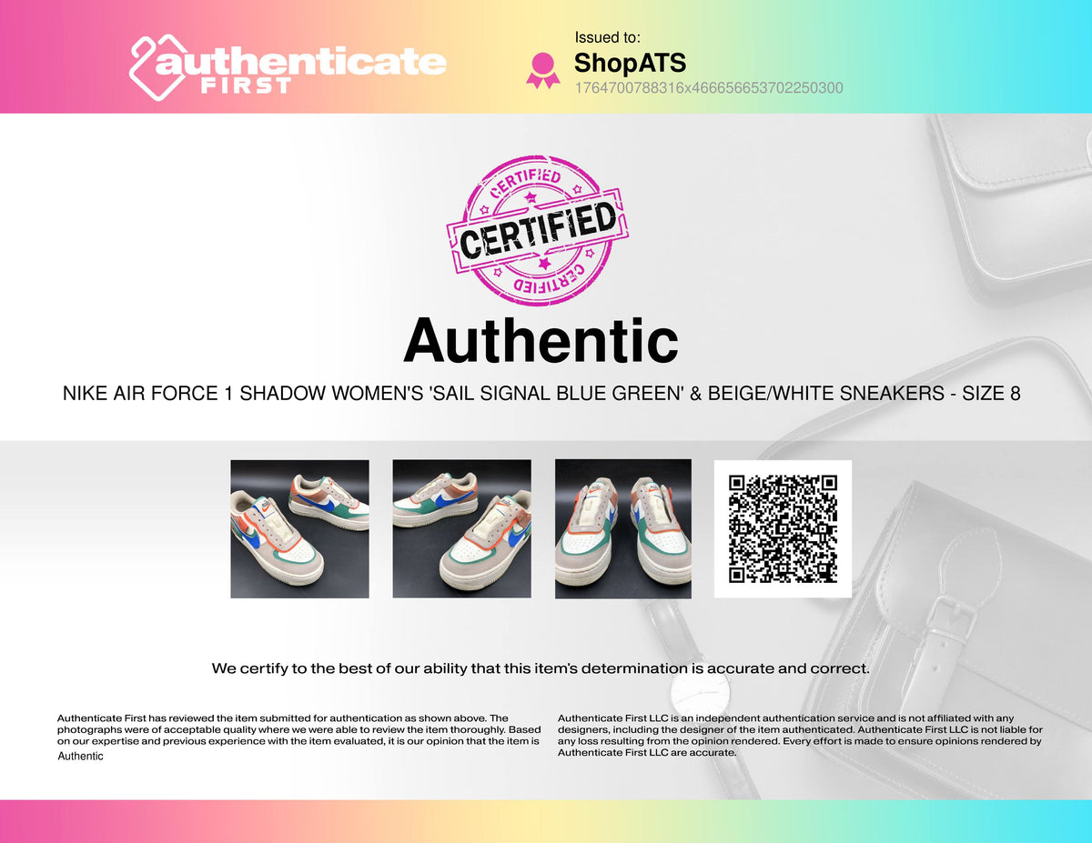 Nike Air Force 1 Shadow Women's Blue/Green/White/Beige Sneakers - Size 8 (+COA)