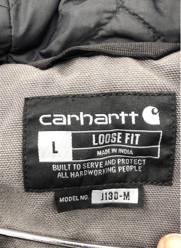 Carhartt Men's J130-M Loose Fit Washed Duck Insulated Active Jac Gray Size L