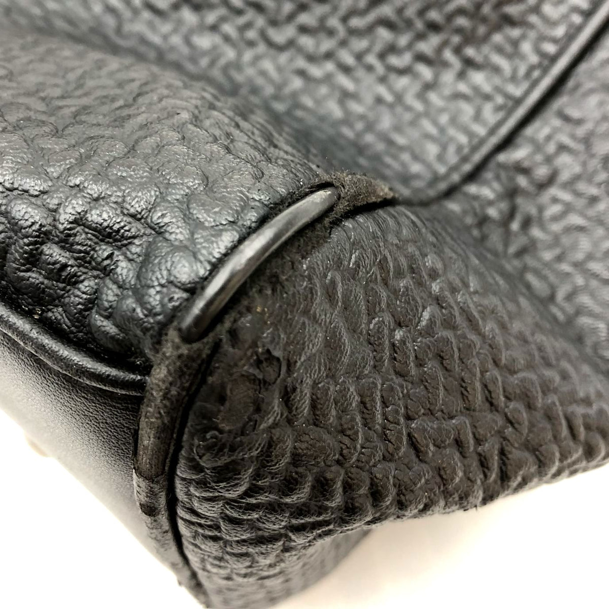 Versace Parfums Large Black Faux Leather Tote with Gold-Tone Accents