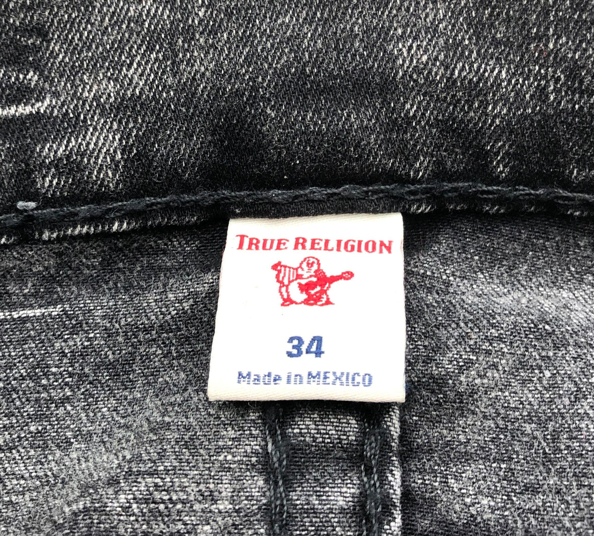 True Religion Men's Geno Relaxed Slim Moto Jeans Black Acid Wash Ribbed Sz 34