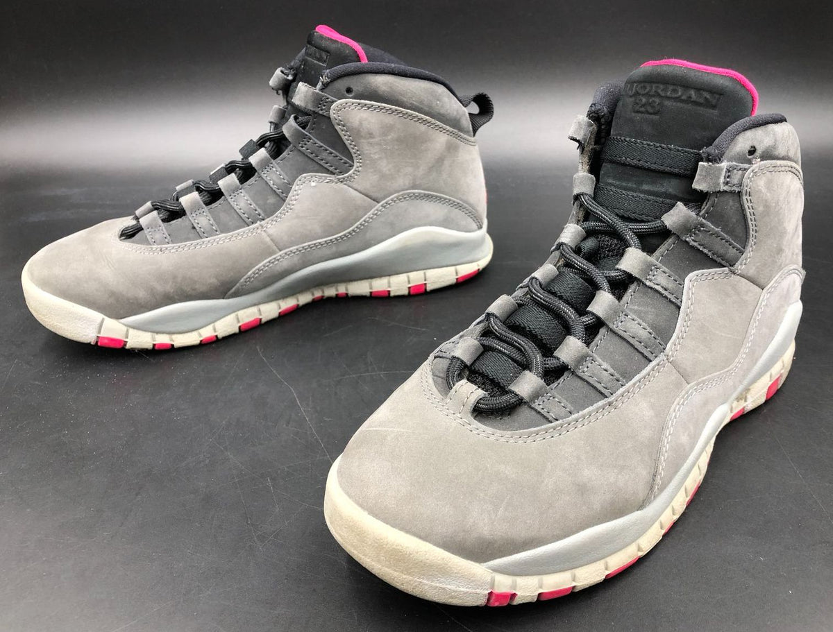 Nike Air Jordan 10 Retro GS &#39;Smoke Grey&#39; &amp; Black/Pink Sneakers - Size 5Y (+COA)