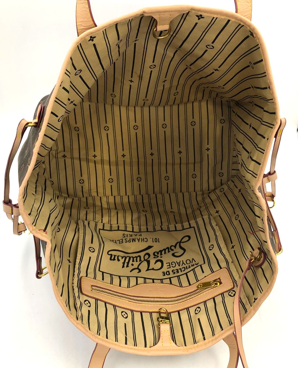 Louis Vuitton inspired Brown Monogram Neverfull MM Tote Bag with Removable Pouch