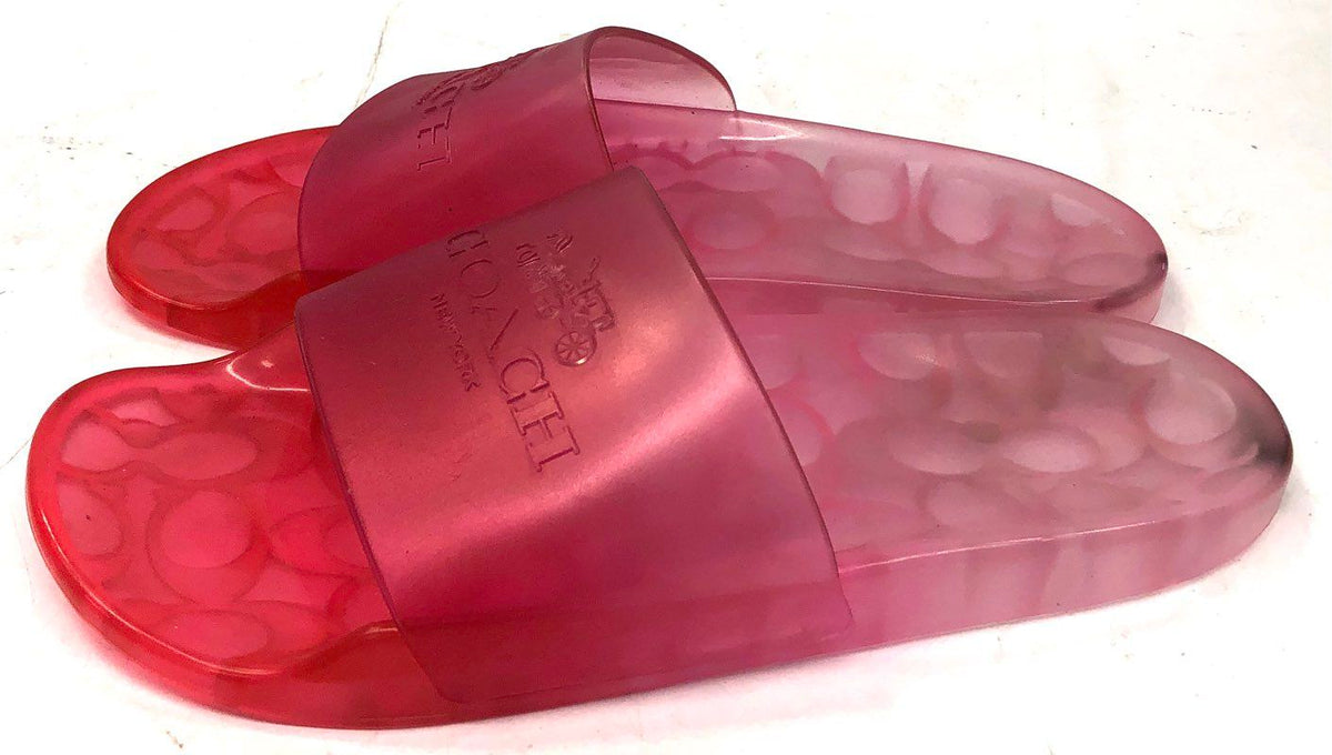 Coach Signature C Jelly Slides Translucent Pink Slide Sandals Women's Size 10