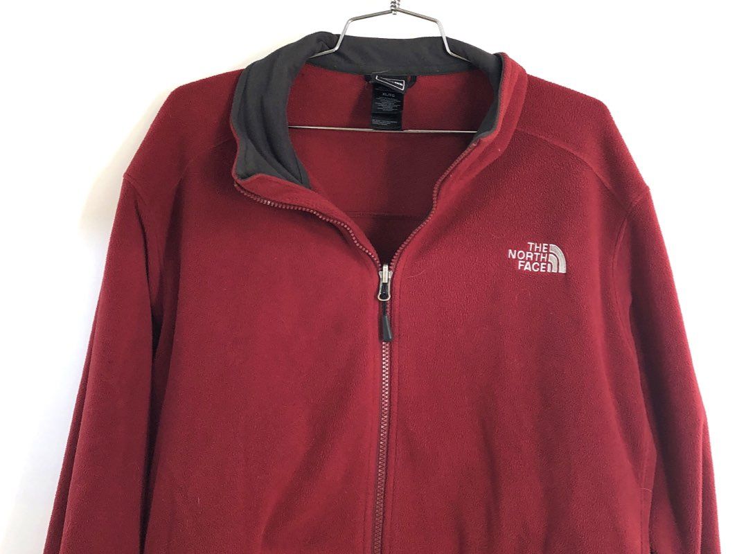 The North Face Men's Red Full Zip Fleece Jacket Embroidered Logo Size XL