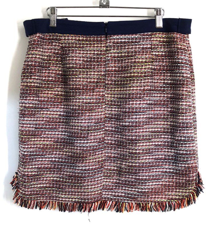 Laundry by Shelli Segal Women's Multi Boucle Tweed Fringed Mini Skirt Sz 10