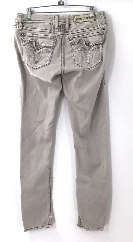 Rock Revival Women's Ena S16 Skinny Jeans Gray Sequin Embellished Sz 30