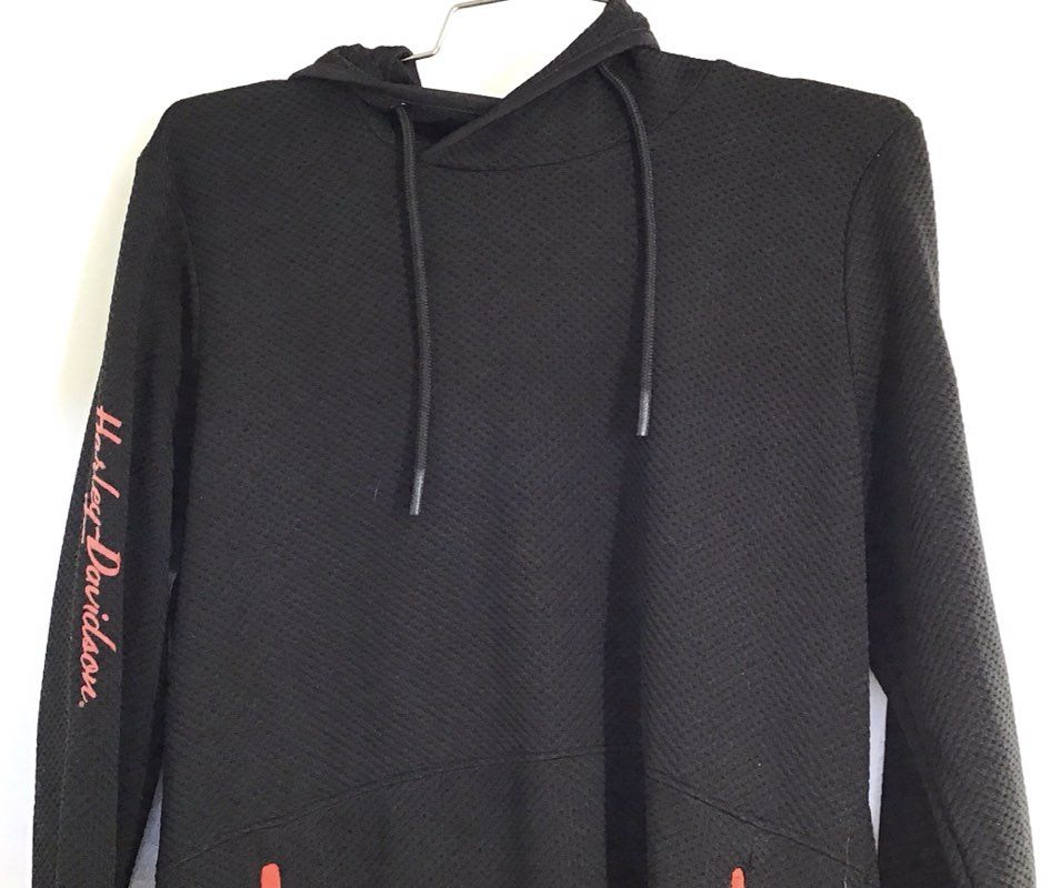 Harley-Davidson Genuine Motorclothes Tech Hoodie Womens Waffle Knit Black Sz M