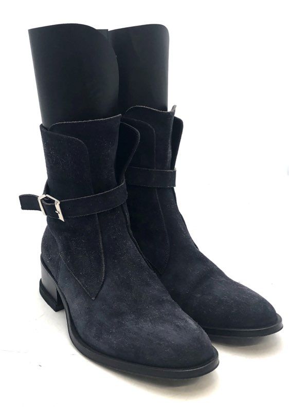 Paciotti Via Sant'Andrea Milano Suede Buckle Ankle Boots Black Size 7.5