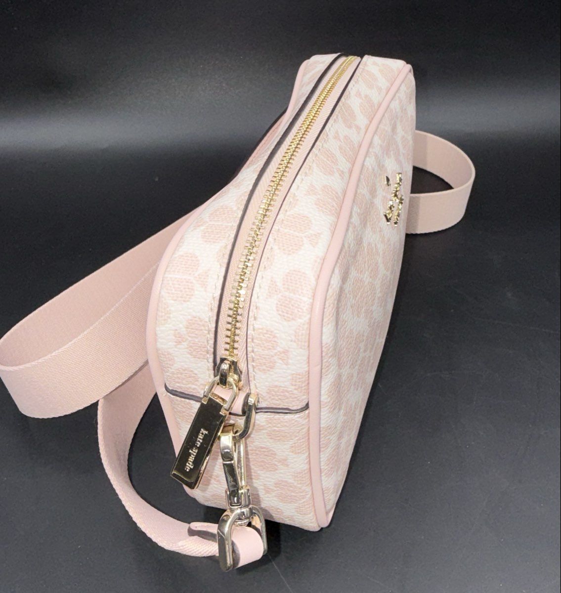 Kate Spade Pink Spade Flower Monogram Crossbody Camera Bag Gold Hardware