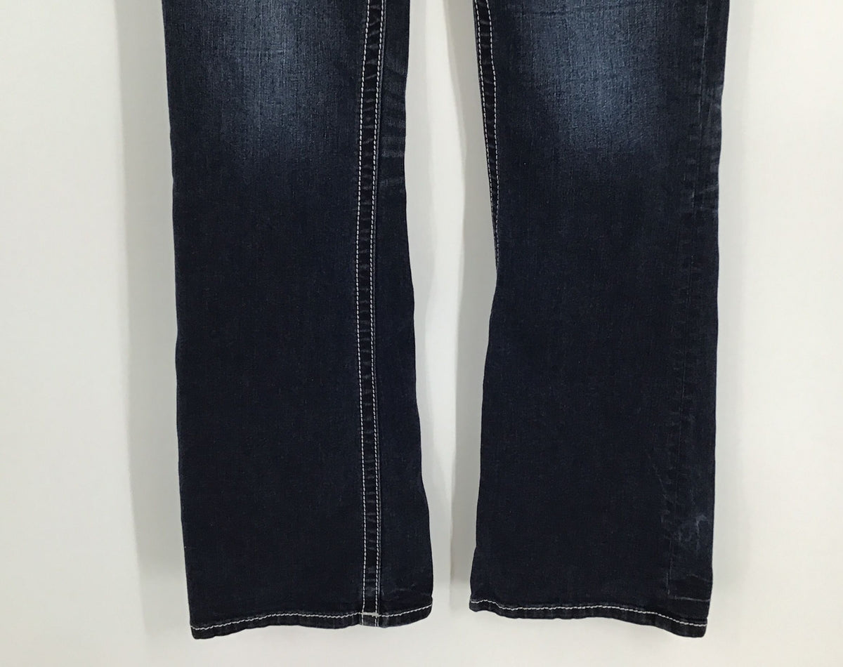 Miss Me Women&#39;s Blue Dark Wash Mid-Rise Denim Bootcut Jeans - Size 32