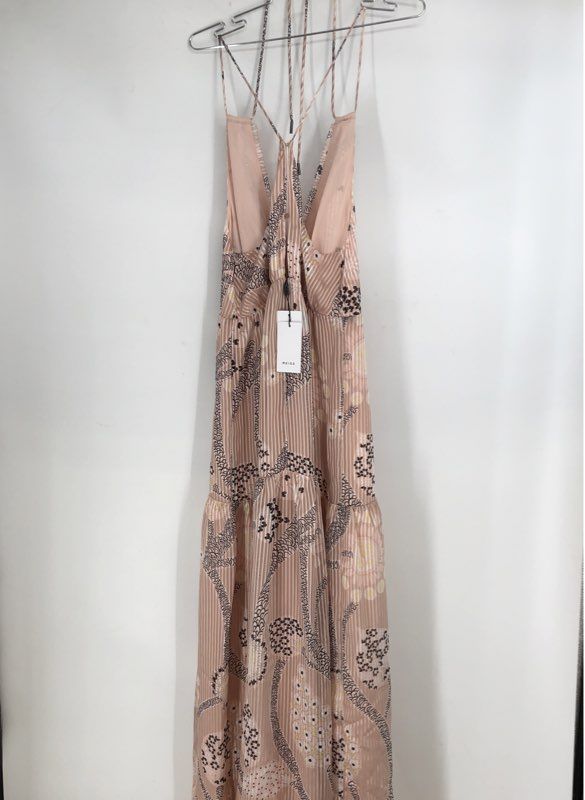 Reiss Women's Freddie Paisley Print Maxi Dress Nude Strappy Back NWT Sz 4
