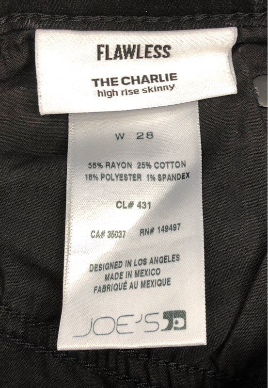Joe's Jeans Women's The Charlie Flawless High Rise Skinny Black Raw Hem Sz 28