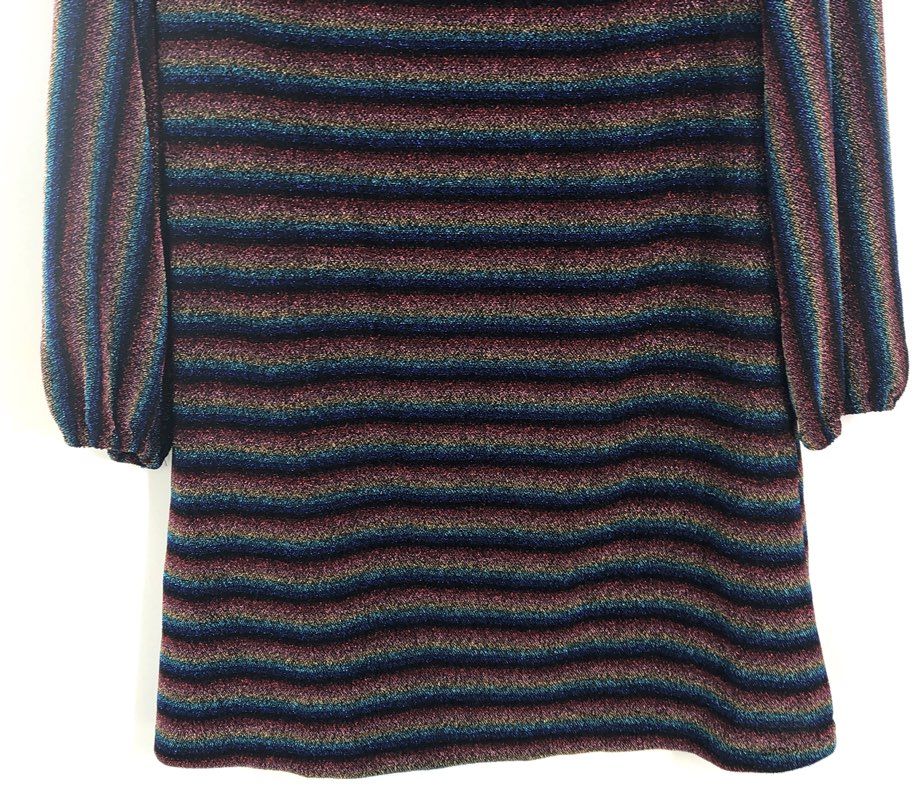 Eri + Ali Women's Rainbow Metallic Stripe Knit Mini Shift Dress NWT Sz S