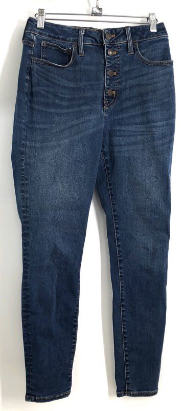J.Crew Women's Blue Curvy 10 High-Rise Skinny Button Fly Stretch Jeans Size 27