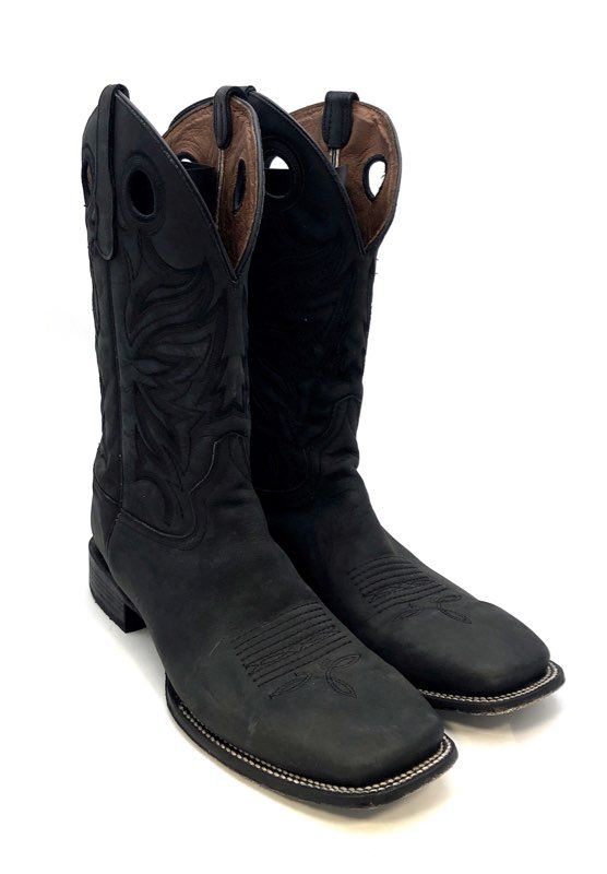 Circle G L6079 Black Leather Square Toe Western Cowboy Boots Men's Size 14 D