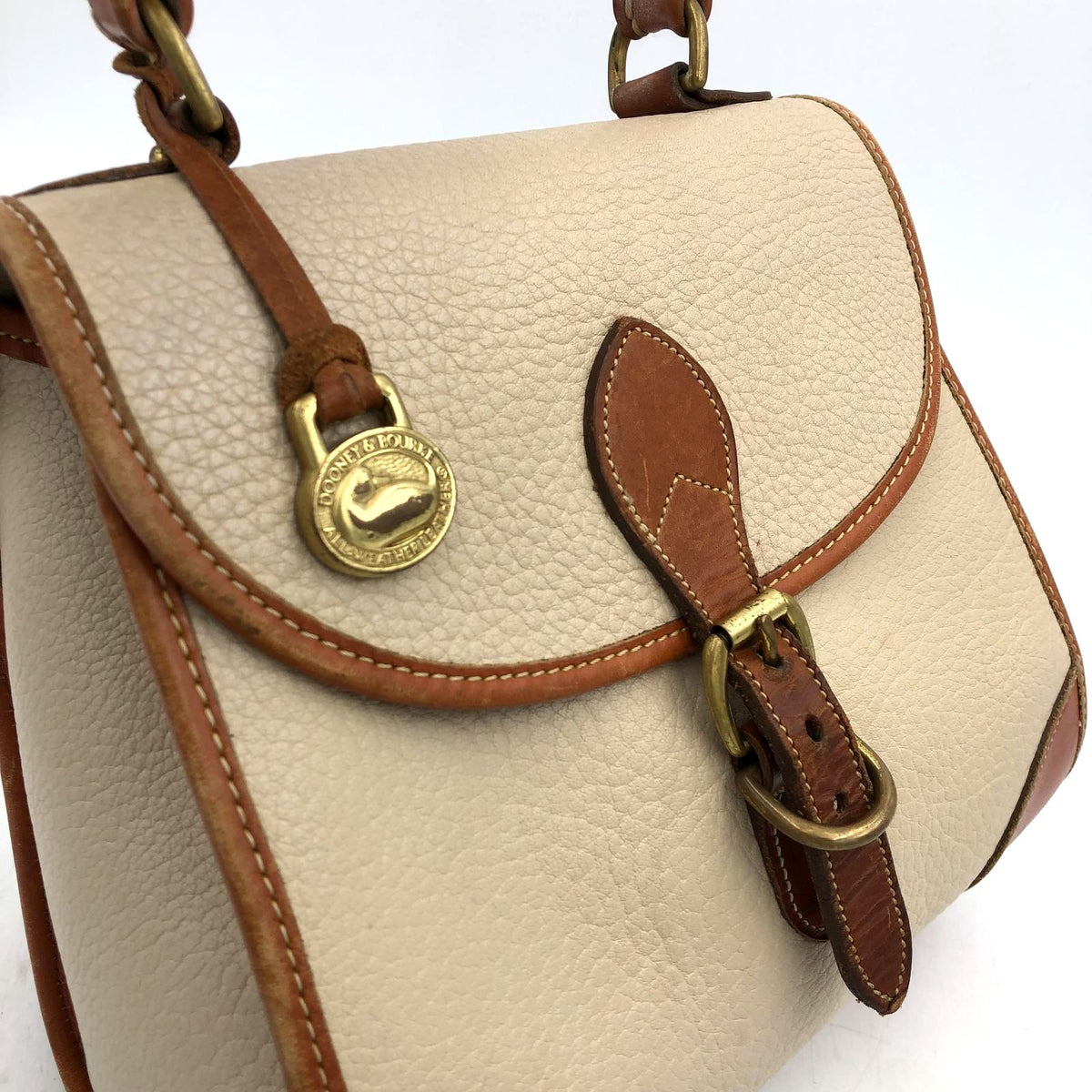 Authentic Vintage Dooney &amp; Bourke Beige Luxury Satchel Bag - COA Included