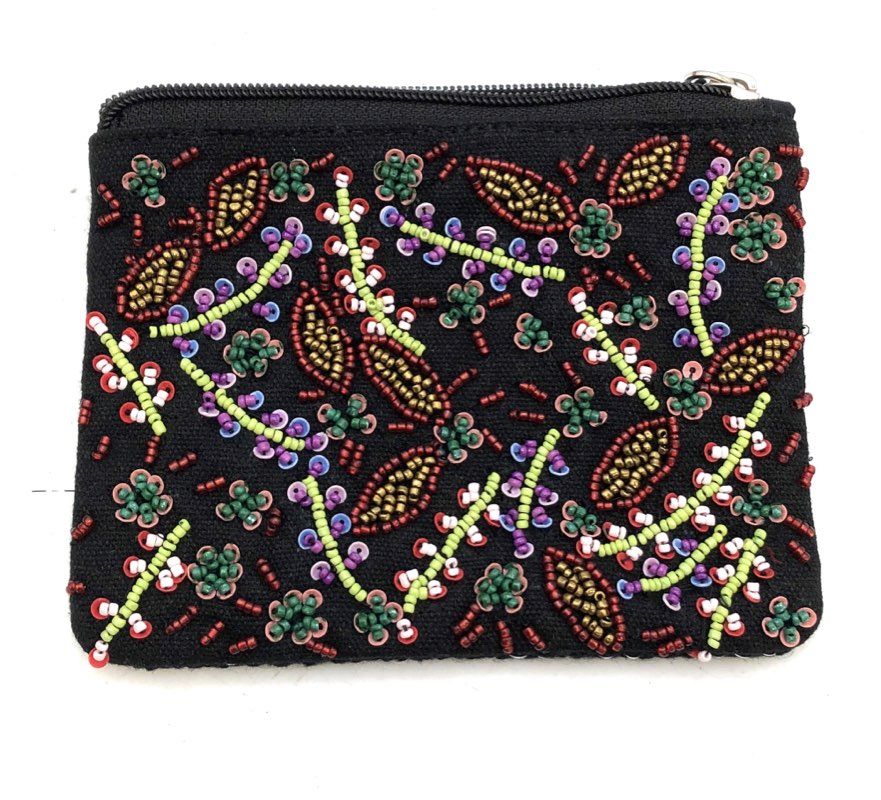 America & Beyond Black Beaded Initial C Wristlet Clutch Bag Coin Purse NWT Lot