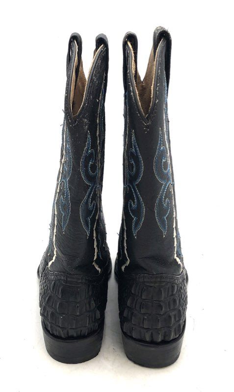 Gran Lider Black Exotic Caiman Print Western Cowboy Boots Size 7 US 25 MEX