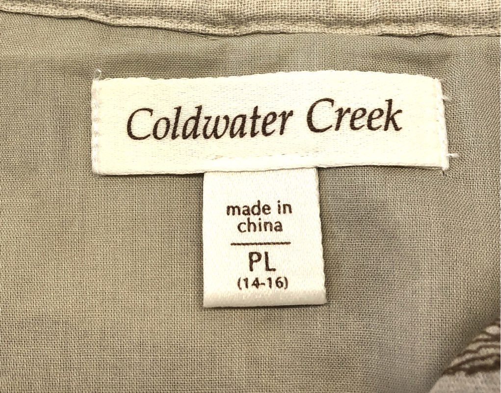 Coldwater Creek Women's Embroidered Floral Linen Blend A-Line Midi Skirt PL NWT